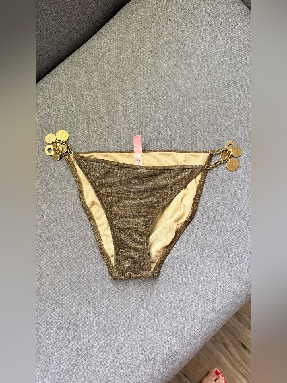 Victoria’s Secret Very Sexy Metallic Bronze Coin Charm Bikini Bottom Size S